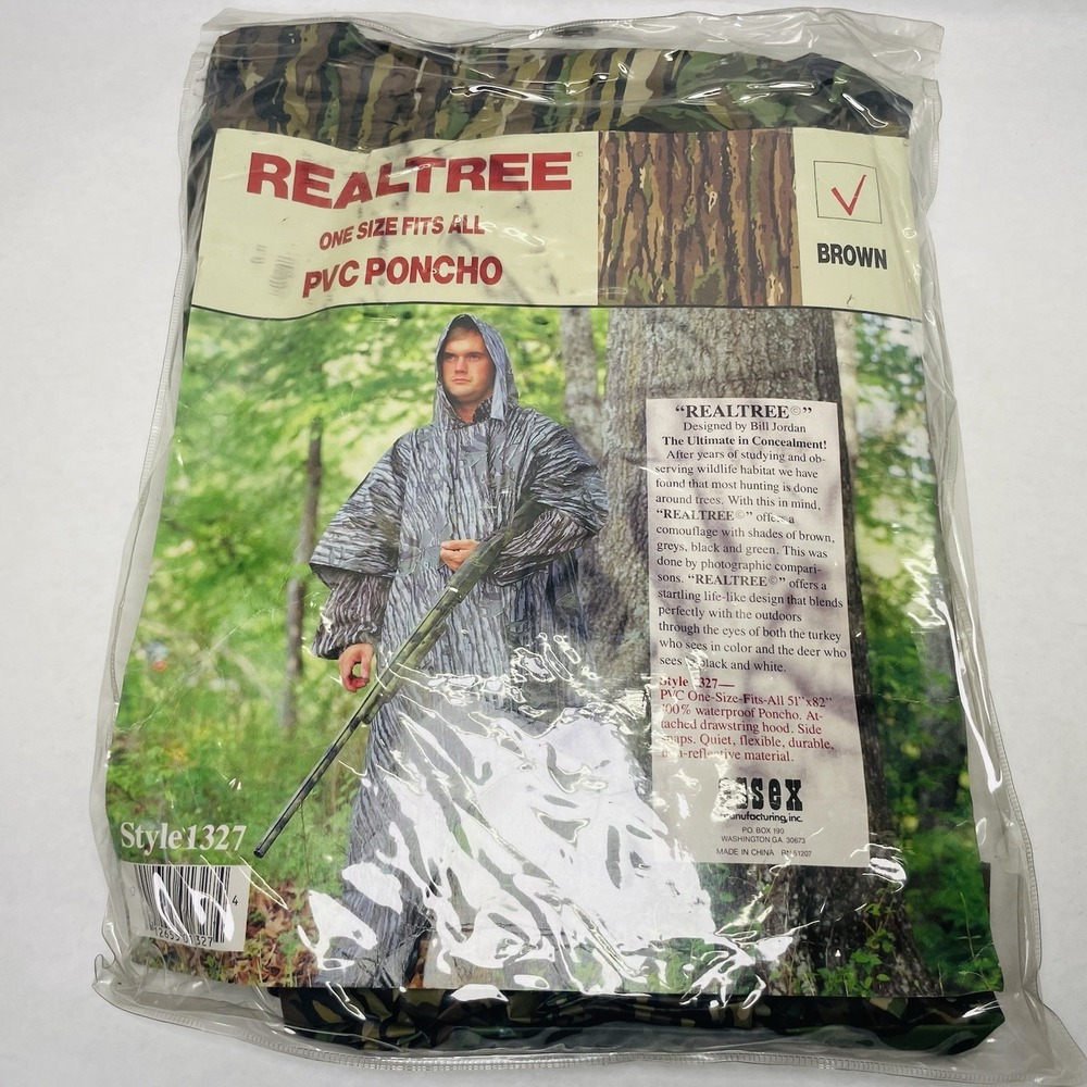RealTree Camouflage Camo Vintage‎ 80's 90's Rain Poncho Hunting New in Package